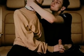 Hunk fucked in anal in the back seat of a car