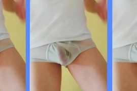 Alejandro mistral maduro bailando dotado ropa interior blanca