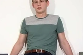 British amateur twink stips after an interview and jerks off