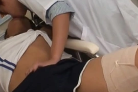 Asian twink undergoes a thorough medical examination by a doctor, but things heat up as the doc barebacks him. The barebacking climaxes with a messy jizz-filled finish.