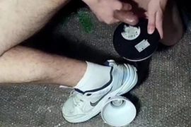 A young, dumb guy from the 90s indulges in a bizarre solo session, verbally describing his fantasy of fucking a lamp with his big cock, culminating in a messy load.