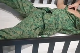 Asian soldier discovers the thrill of edging. Unable to resist, he succumbs to the pleasure, his cum painting a beautiful picture of ecstasy. A tantalizing display of self-control and unbridled lust.