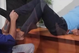 Latino boss foot worshipped before he gives amazing footjob