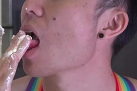 Introducing the newest hotshot in town, a tantalizing twink with a muscle fetish. Watch him flex and adore his chiseled abs and big pecs, all while staying perfectly sticky and filthy. Asian hunks, rejoice! This video's for you.