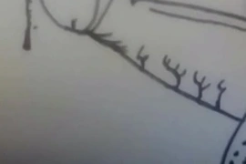 Stop motion cock portrait cartoon drawing of my cock from soft to hard then cumming and going back down