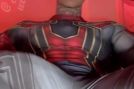 Stroking my massive cock in super hero costumes before shooting a huge load
