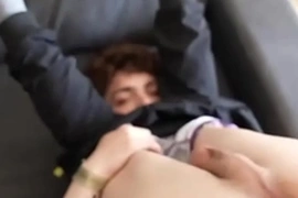 Fun-sized twink gets double penetrated by his skinny hung friend & his step-dad