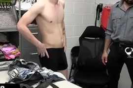 Young perps - suspected young thieves strip down and suck the security officer's dick to avoid fine