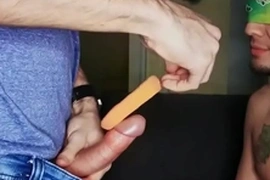 Unclebangs.com - blindfolded roommate gets dick in mouth