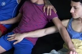Three amateur latino twinks have sex for filmmaker for cash pov