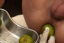 Asian twink prostate checked with big dildo
